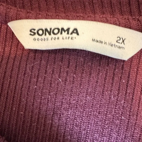 Sonoma Women's V-Neck Sweater - Burgundy - Picture 2 of 2